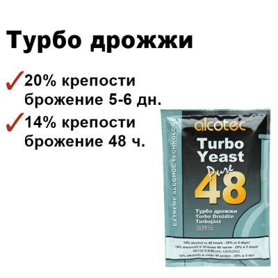 Спиртовые дрожжи Alcotec 48 Turbo Pure, 135 грамм
